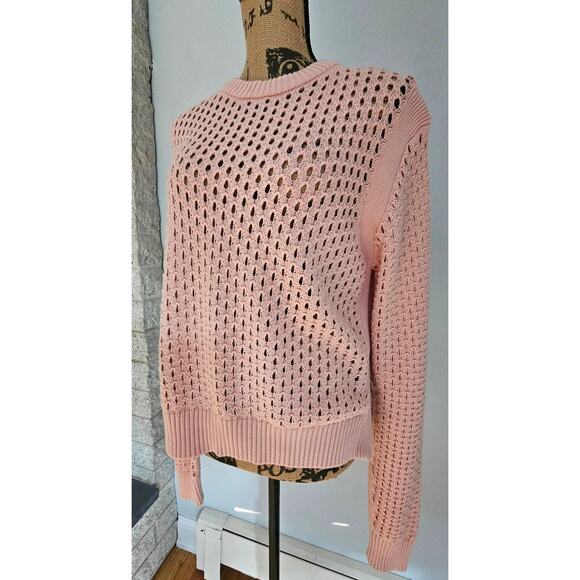 Varley Anthropologie Hains Open  Knit Sweater, Rose Pink, Sz M NEW, Retail $103+ - Picture 8 of 12